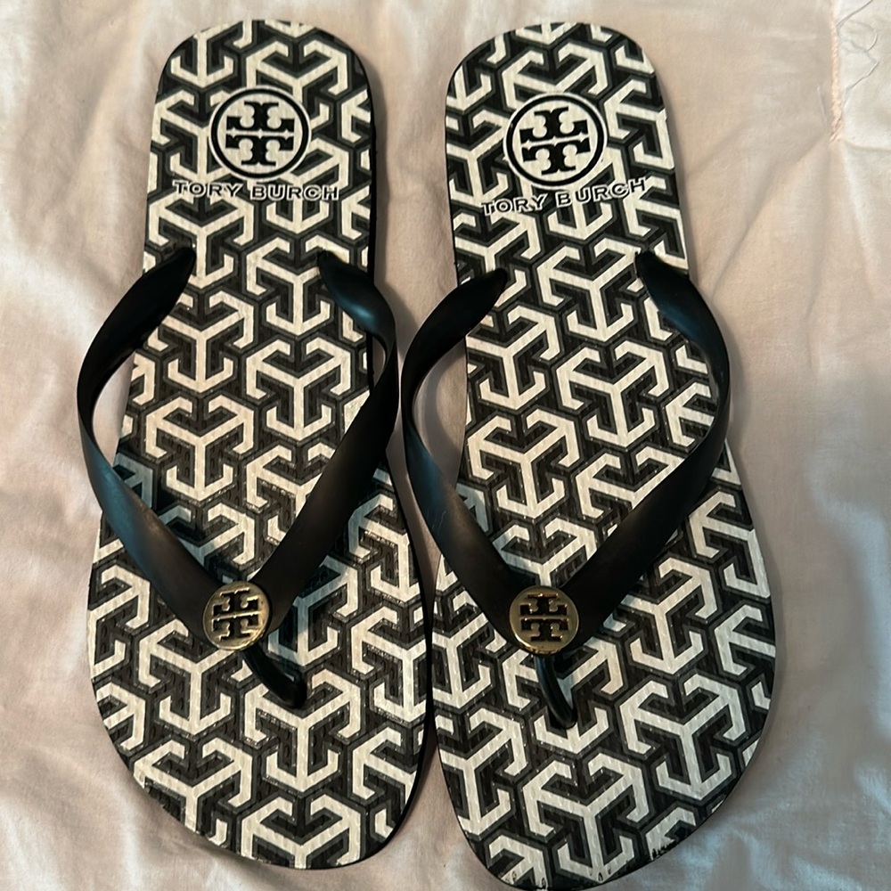 Tory Burch Black and White Sandals